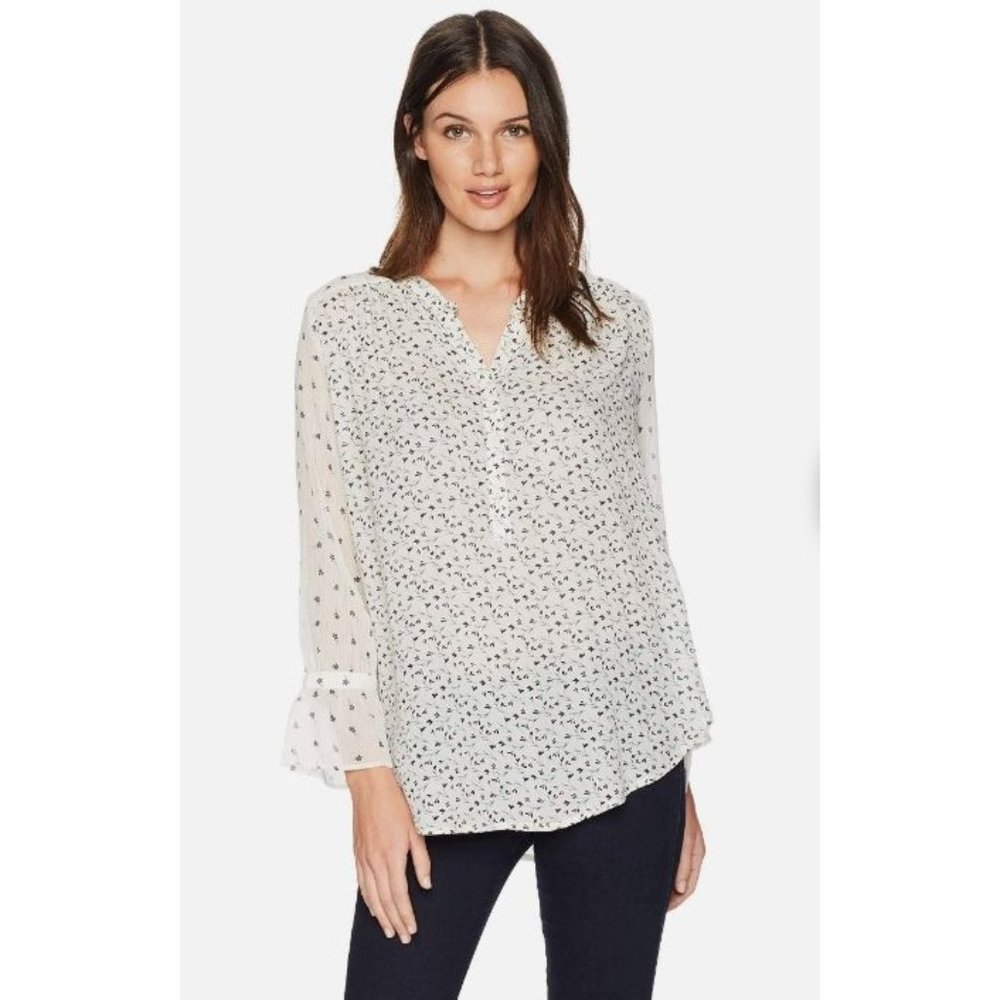 Lucky Brand Los Angeles Women's Peasant Floral Blouse Size M